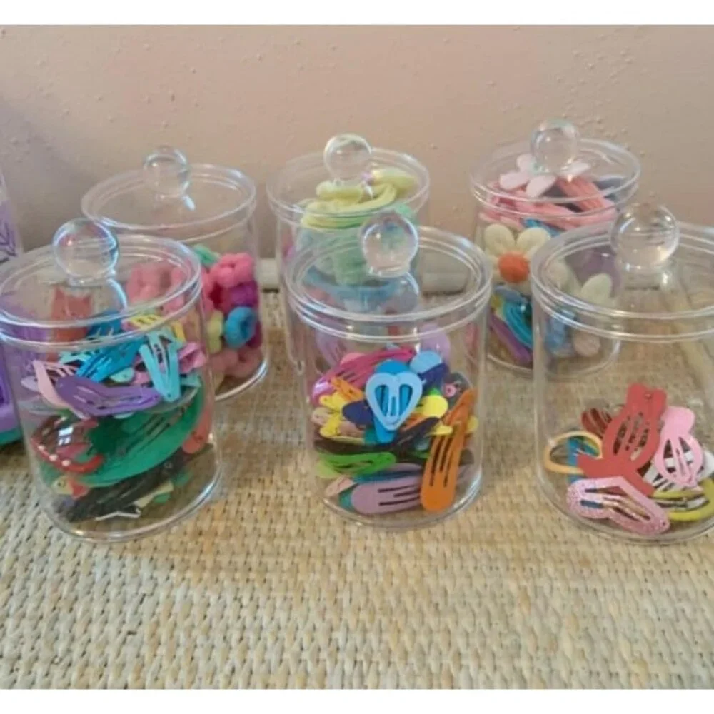 6 Pack of 12 Oz. Qtip Dispenser Apothecary Jars Bathroom with Labels